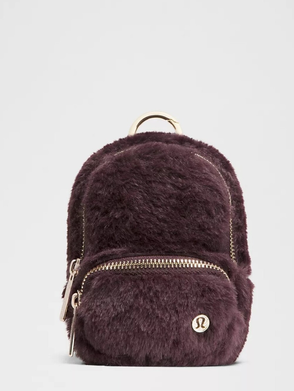 Lululemon Everywhere Nano Backpack In Black Plum And Gold Clippable Bag Charm